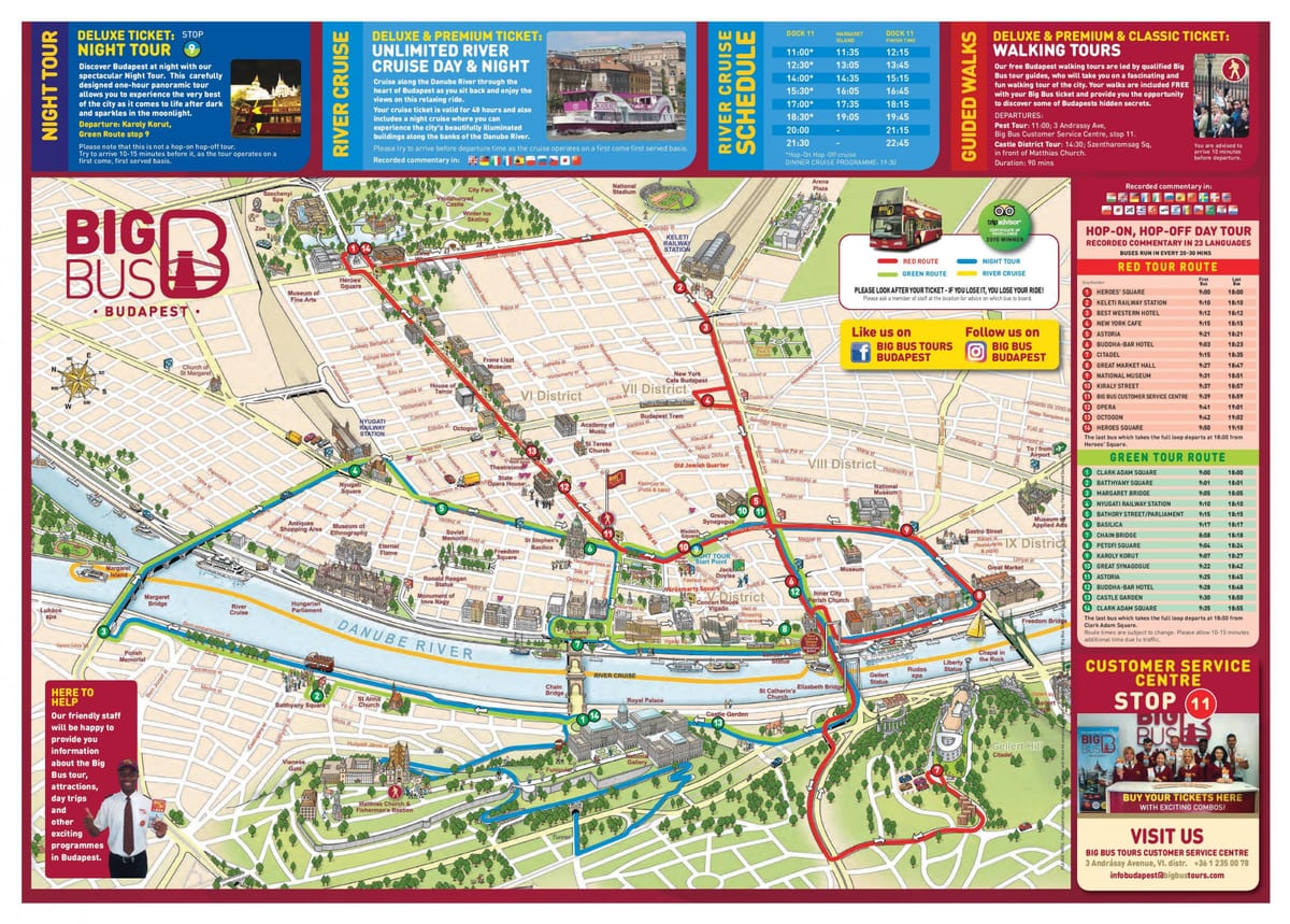 빅 부다페스트로 버스 투어 지도