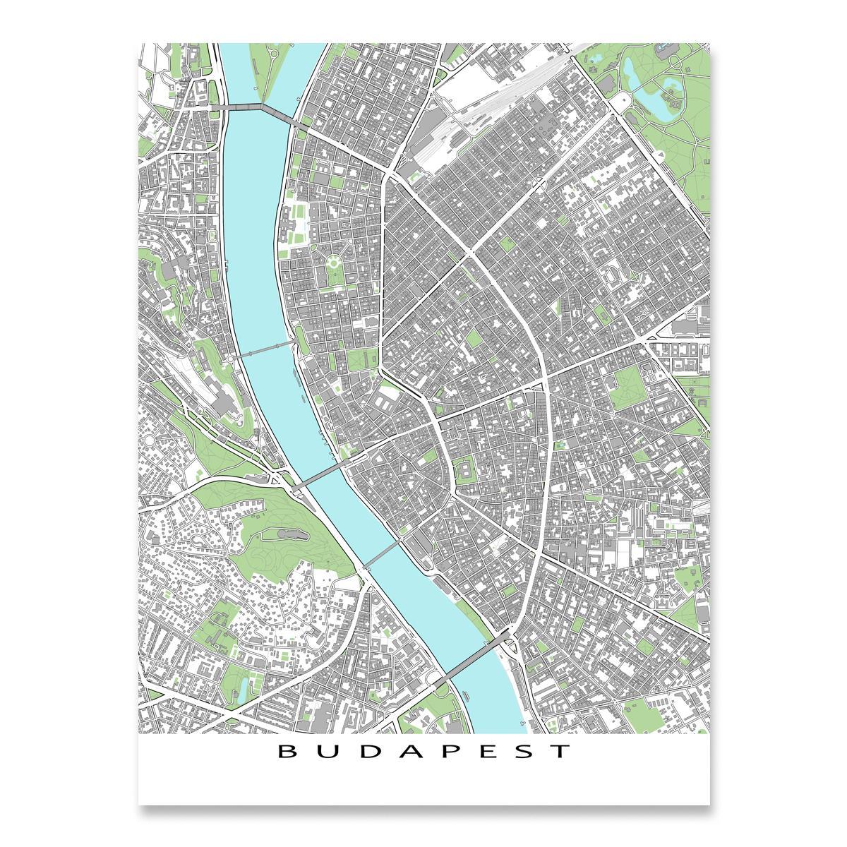 지도 부다페스트의 인쇄 지도